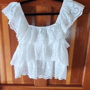 White Ruffled Tiered Sleeveless Blouse
